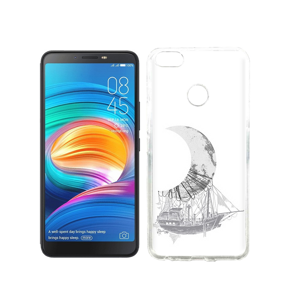 

Чехол MyPads Tocco для Tecno Camon X черно белый корабль полумесяц, Прозрачный, Tocco