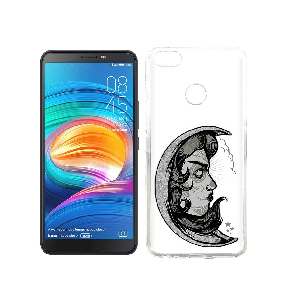 

Чехол MyPads Tocco для Tecno Camon X черно белая луна с лицом, Прозрачный, Tocco