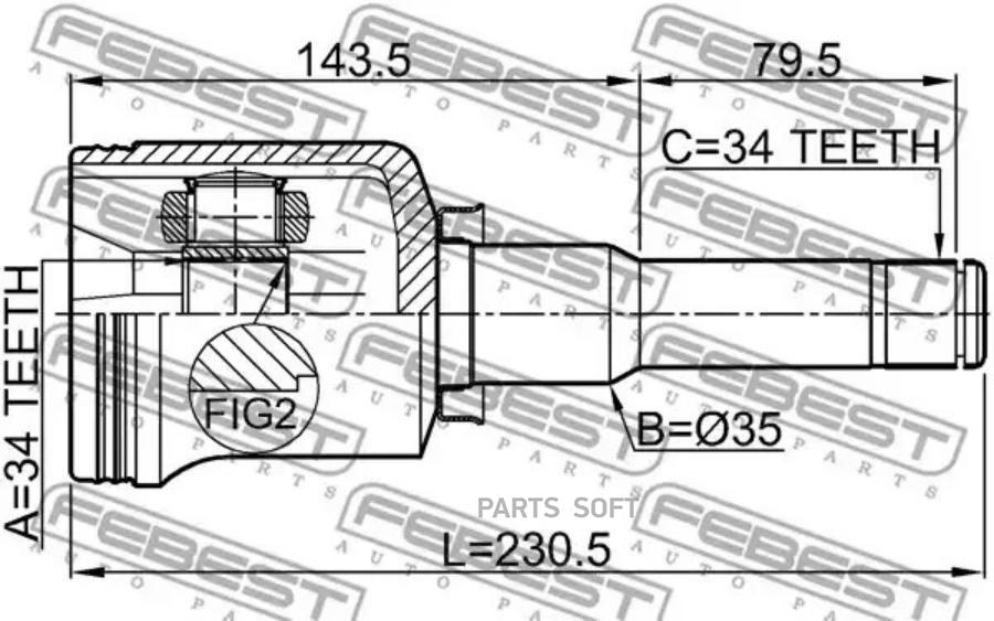 

FEBEST Шрус внутренний левый 34x35x34 FEBEST 1811-ANTLH