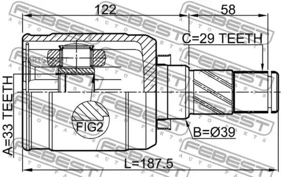 

FEBEST ШРУС ВНУТРЕННИЙ ЛЕВЫЙ 33X39X29 FEBEST 0211-mr20mtlh