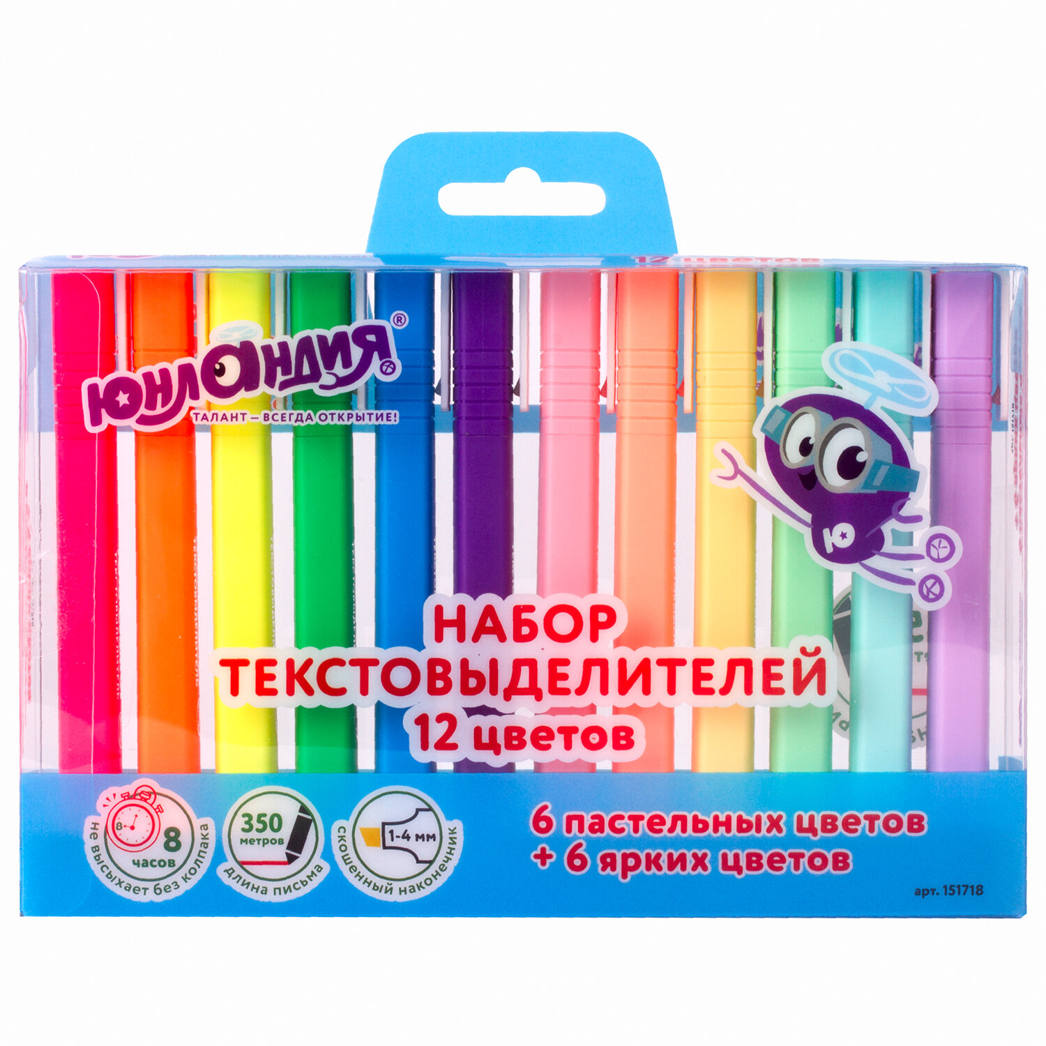 Набор текстовыделителей Юнландия Colorstar Ассорти, линия 1-4 мм, 12 шт., 6 уп.