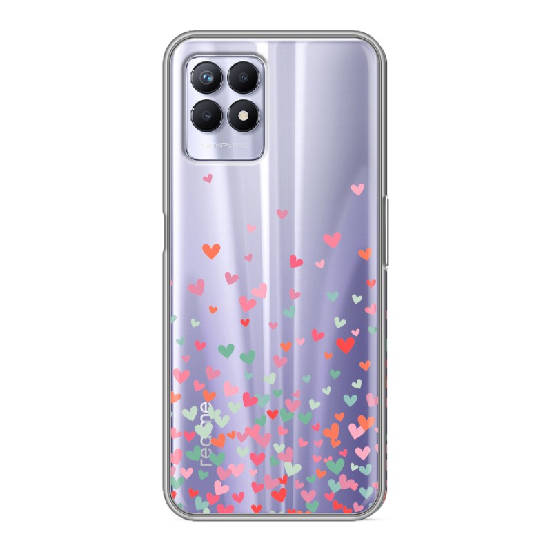 

Полупрозрачный силиконовый чехол для Realme 8i/Narzo 50 Прозрачные сердечки