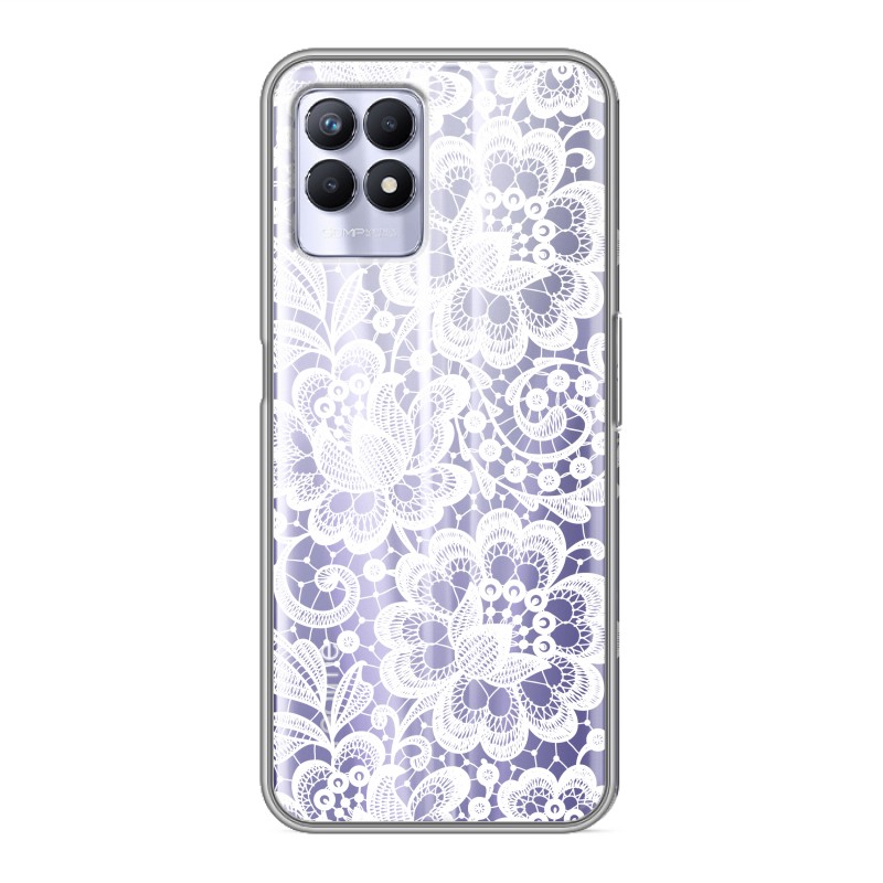 

Полупрозрачный силиконовый чехол для Realme 8i/Narzo 50 Прозрачные кружева