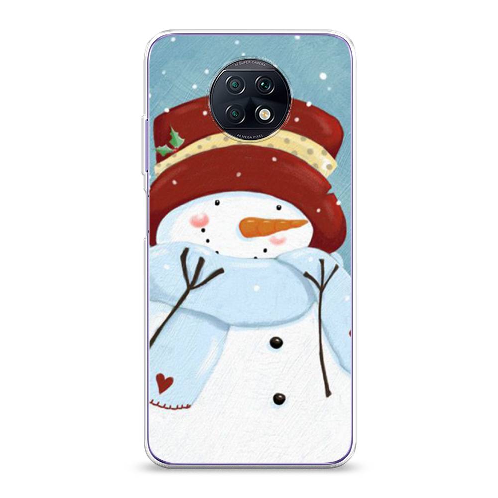 

Чехол на Xiaomi Redmi Note 9T "Застенчивый снеговик", Голубой;белый;красный, 39650-5