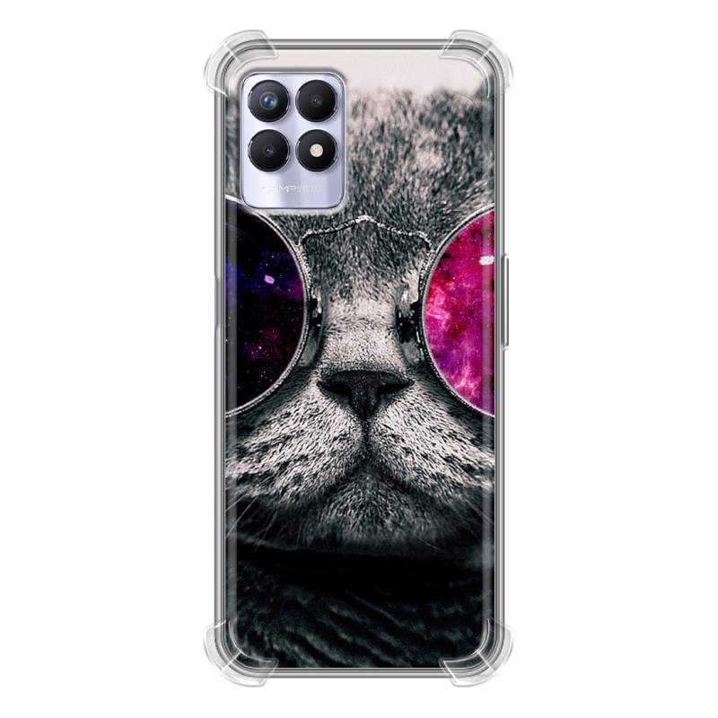фото Силиконовый с усиленными углами чехол для realme 8i/narzo 50 неоновый кот 100gadgets