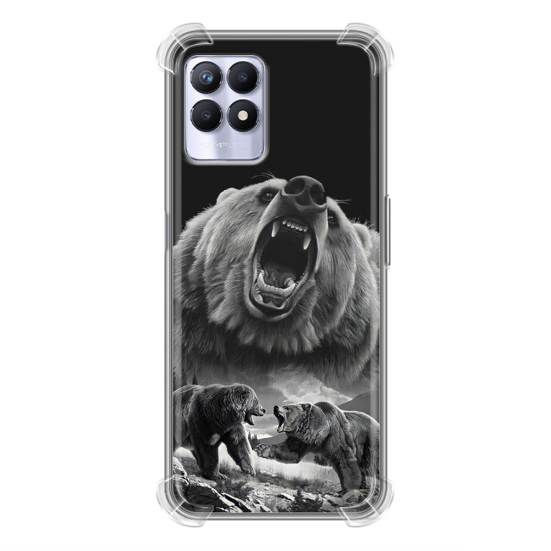 фото Силиконовый с усиленными углами чехол для realme 8i/narzo 50 схватка медведей 100gadgets