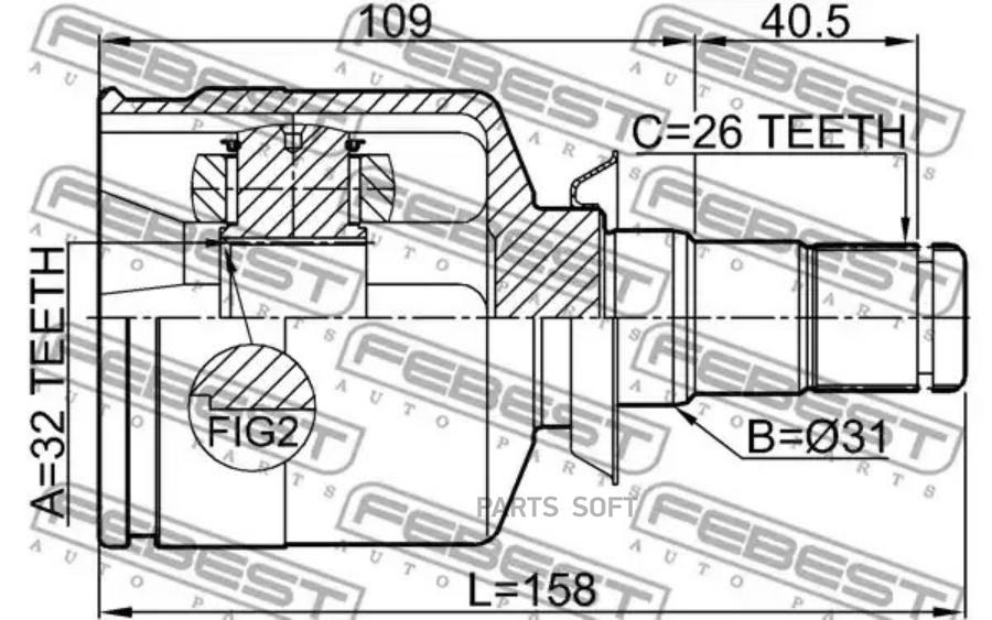 

FEBEST Шрус внутренний левый 32x31x26 FEBEST 1911-R58LH