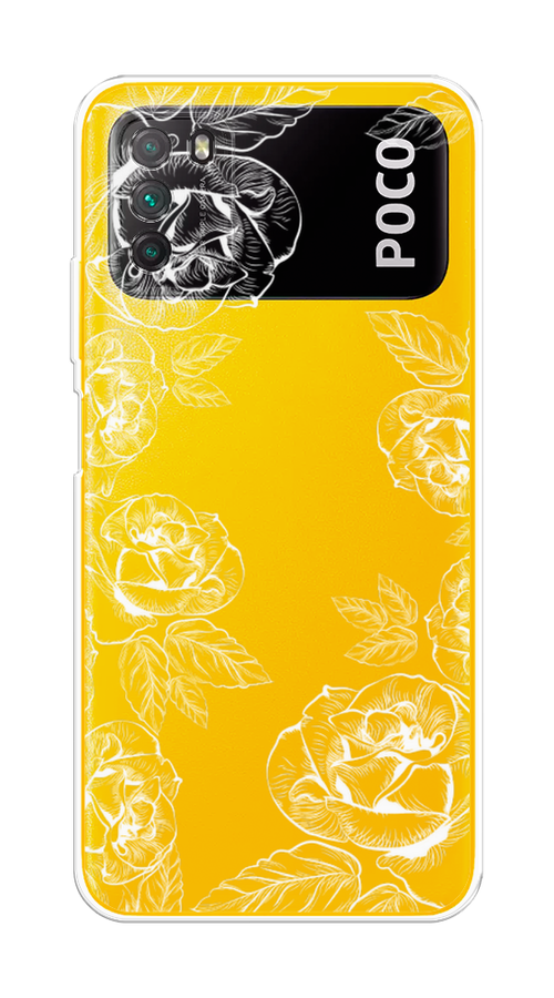 

Чехол на Xiaomi Poco M3 "Розы графика", Черный;серый, 39550-2