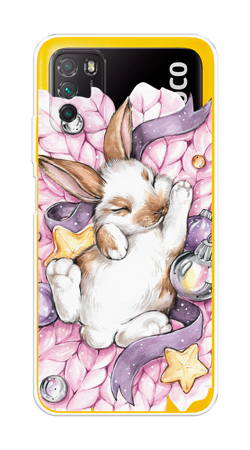 

Чехол на Xiaomi Poco M3 "Кролик спит", Розовый;белый, 39550-5