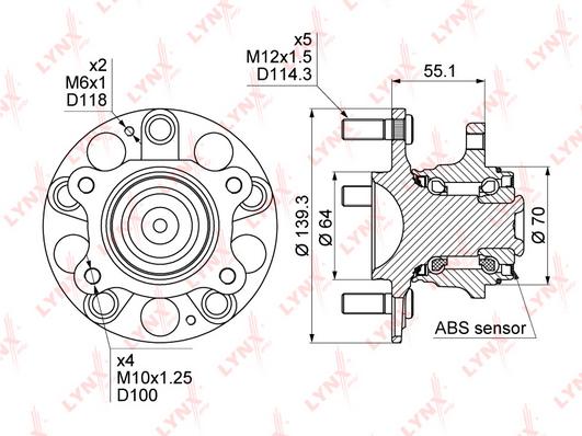 

Комплект подшипника ступицы колеса LYNXauto WH-1023