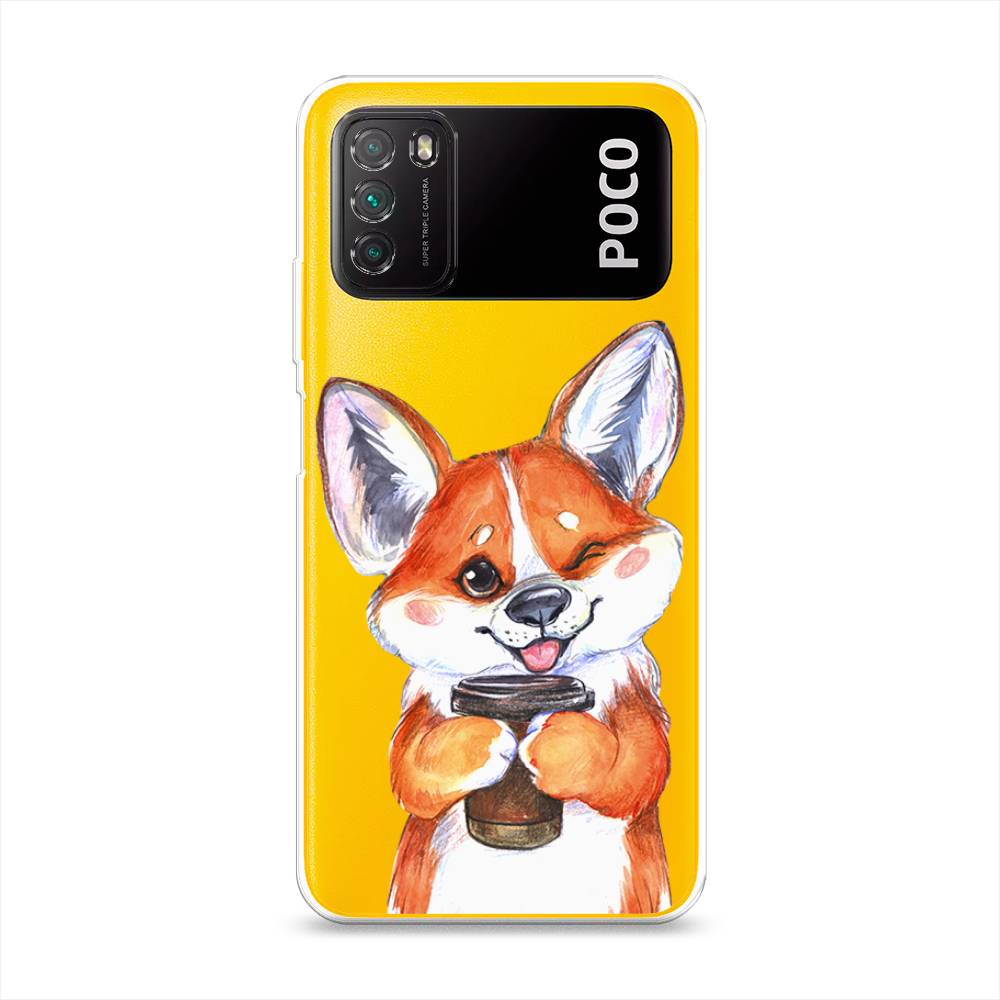 фото Чехол на xiaomi poco m3 "корги с кофе" case place