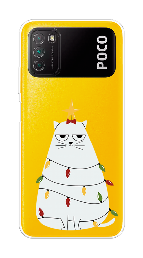 

Чехол на Xiaomi Poco M3 "Котик в гирлянде", Белый;красный;желтый, 39550-1