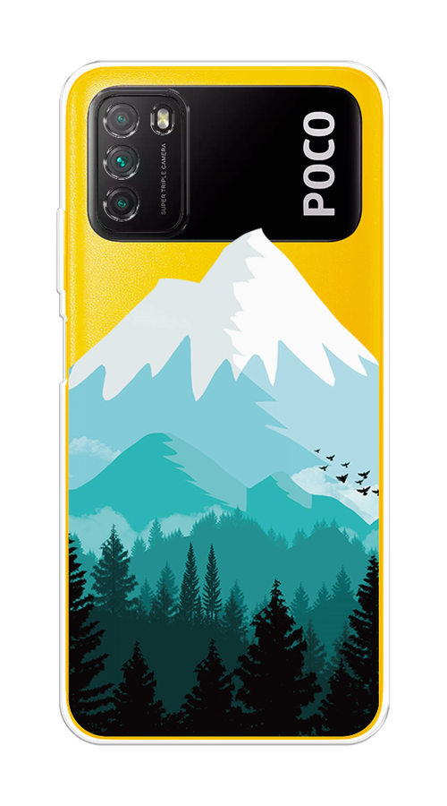 

Чехол на Xiaomi Poco M3 "Синяя снежная гора", Белый;голубой, 39550-2