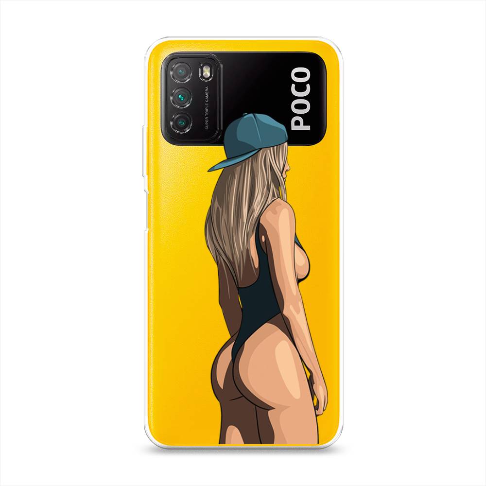 

Чехол на Xiaomi Poco M3 "Девушка в черном купальнике", Зеленый;бежевый;черный, 39550-6