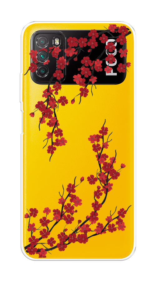 

Чехол на Xiaomi Poco M3 "Красная сакура", Красный;черный, 39550-2