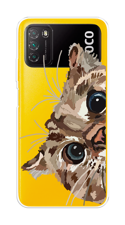 

Чехол на Xiaomi Poco M3 "Любопытный кот", Коричневый;синий;черный, 39550-1