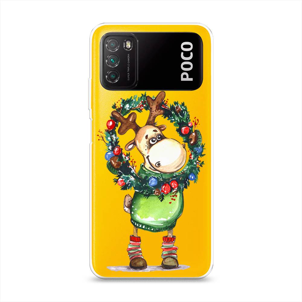 

Чехол на Xiaomi Poco M3 "Олень с новогодним венком", 39550-4