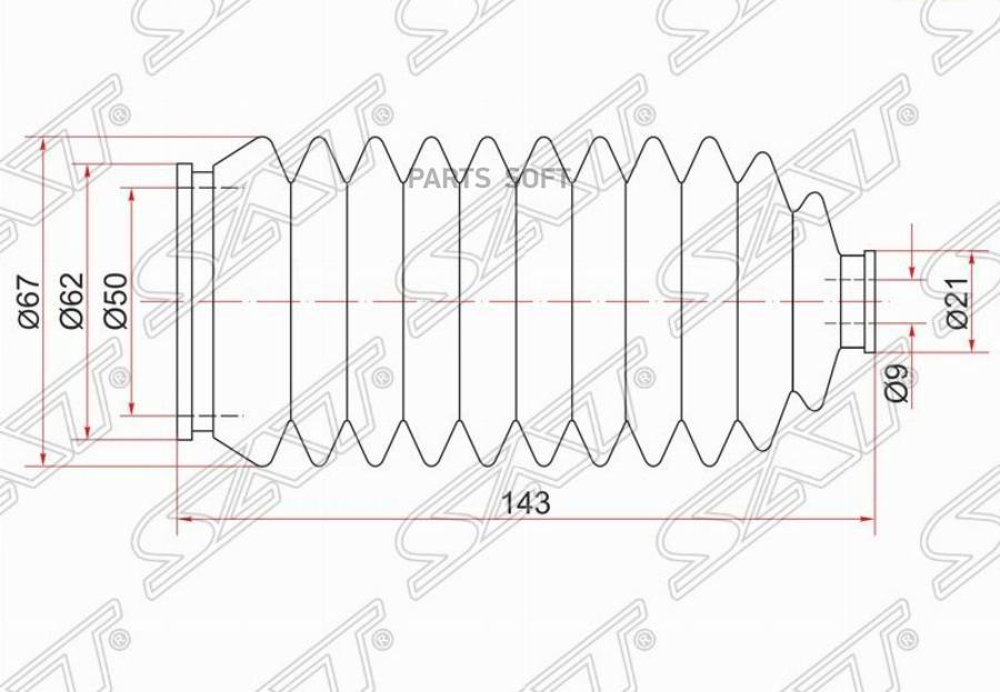 SAT ST-45535-32030 Пыльник рулевой рейки TOYOTA CAMRY/VISTA 89-98 LH=RH 1шт