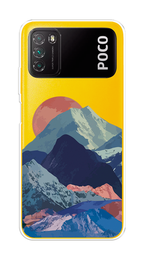 

Чехол на Xiaomi Poco M3 "Закат в снежных горах", Красный;серый;голубой, 39550-2