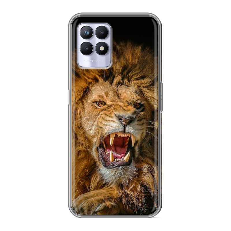 

Дизайнерский силиконовый чехол для Realme 8i / Realme Narzo 50 Лев рычащий