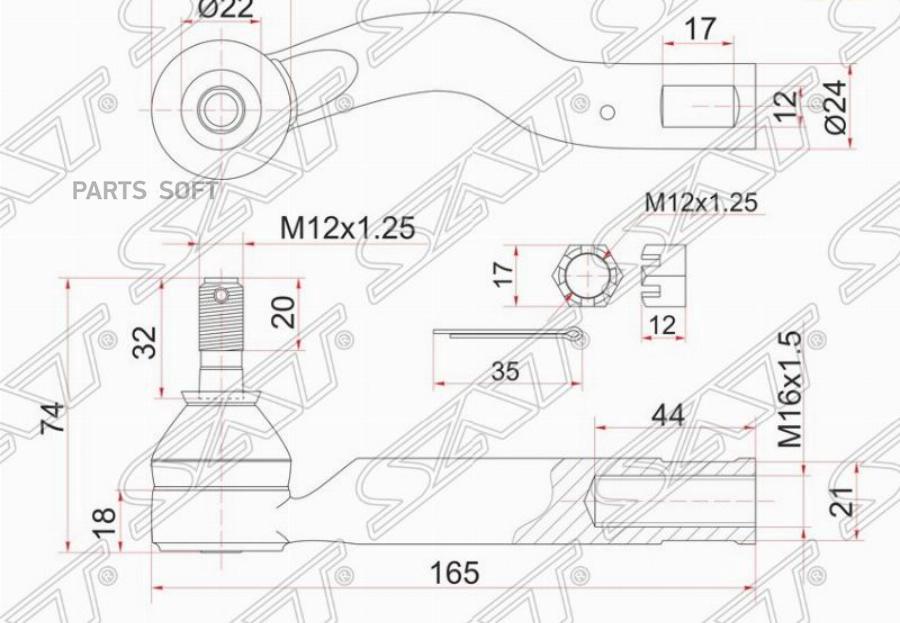 

SAT ST-45046-49125 Наконечник рулевой TOYOTA IPSUM 01- LH-2WD/RH-4WD 1шт