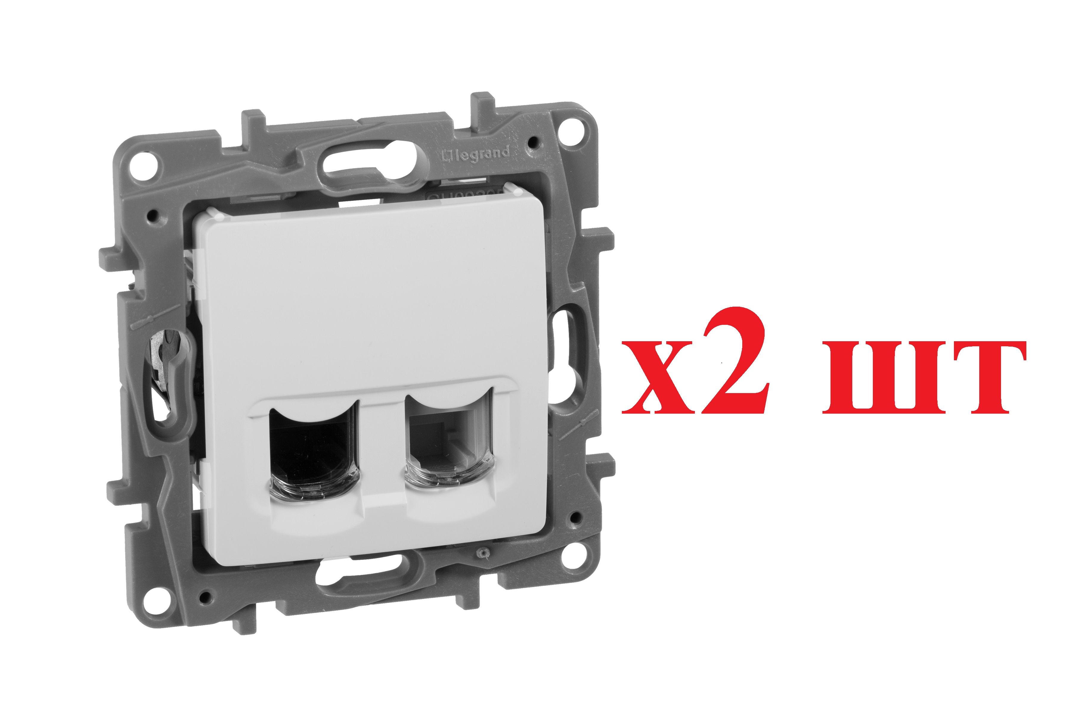 Legrand Etika Бел Розетка тел.+ комп. (RJ11+RJ45) 5 кат. UTP 672252 (2шт)