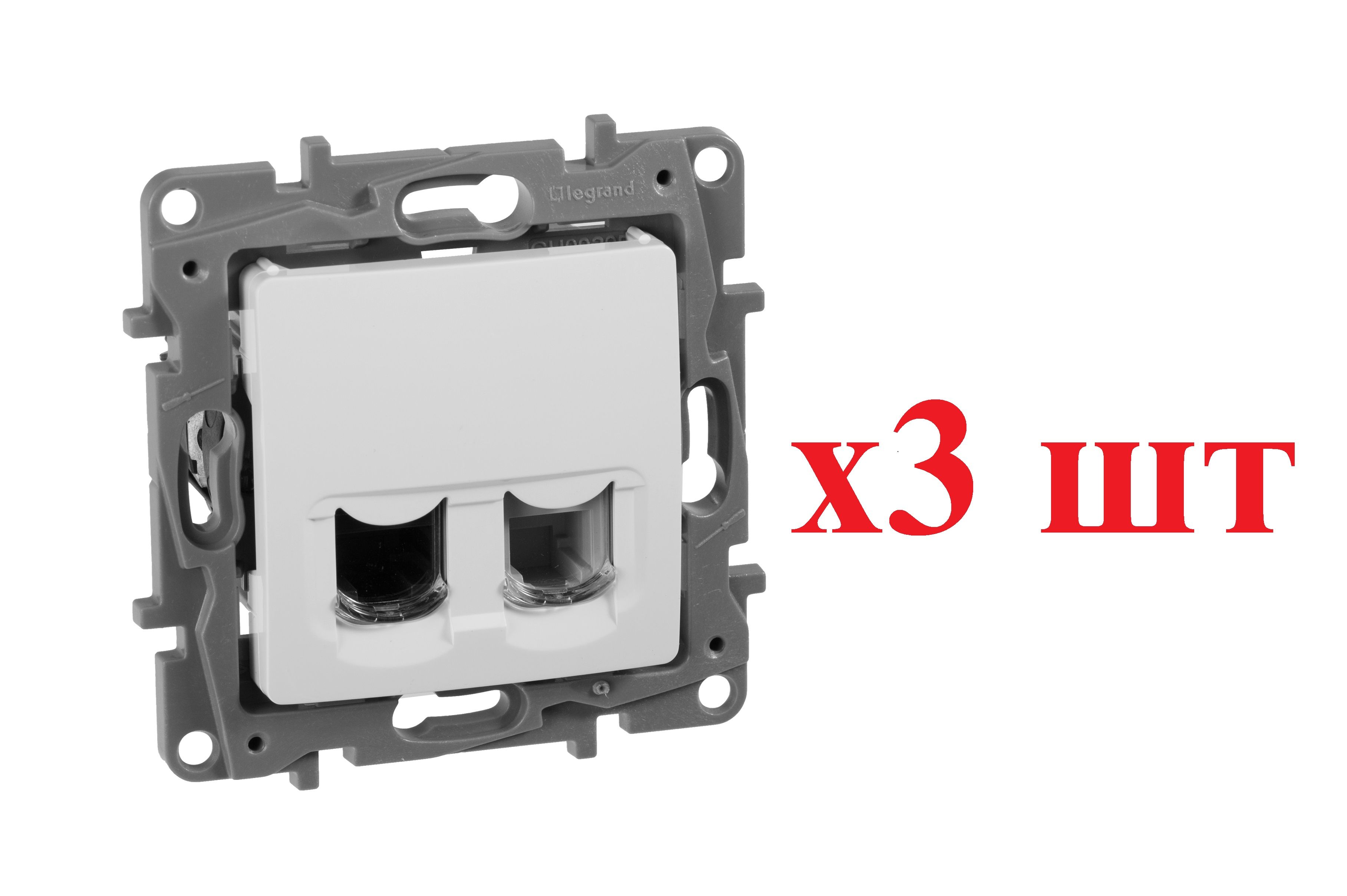 

Legrand Etika Бел Розетка тел.+ комп. (RJ11+RJ45) 5 кат. UTP 672252 (3шт), Белый, RJ-11 телефон/модем0_3