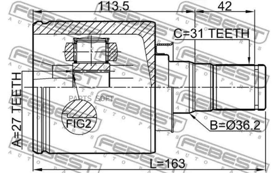 

FEBEST Шрус внутренний левый 27x36x31 FEBEST 2911-FLIIFLH