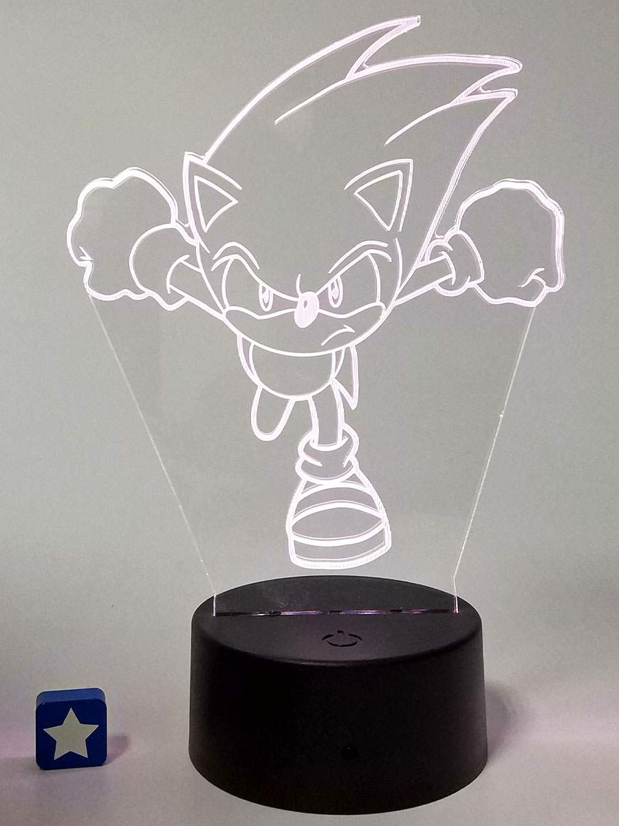 Настольный 3D ночник StarFriend светильник Бегущий Соник Sonic usb 7 цветов 22 см