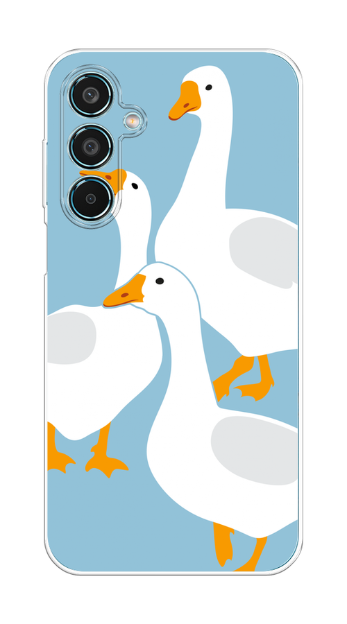 

Чехол на Samsung Galaxy M35 "Гусиное трио", Голубой;белый;серый;желтый, 2110050-1