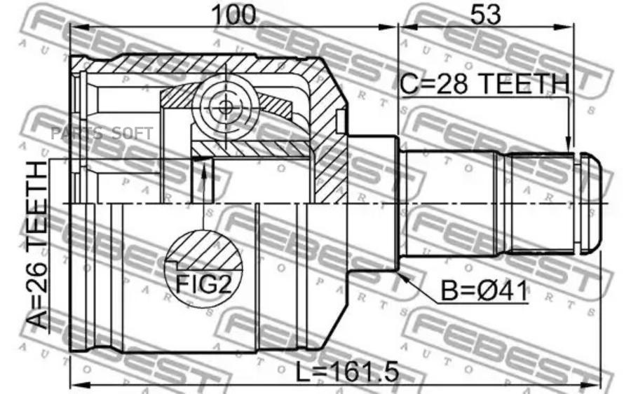 

FEBEST Шрус внутренний левый 26x41x28 FEBEST 2211-CARNLH