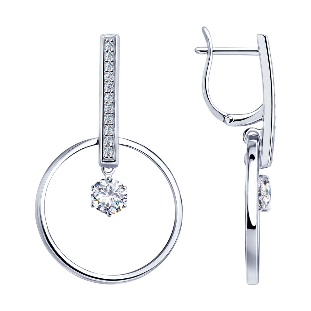 

Серьги подвески из серебра SOKOLOV 94023251, фианит, 94023251