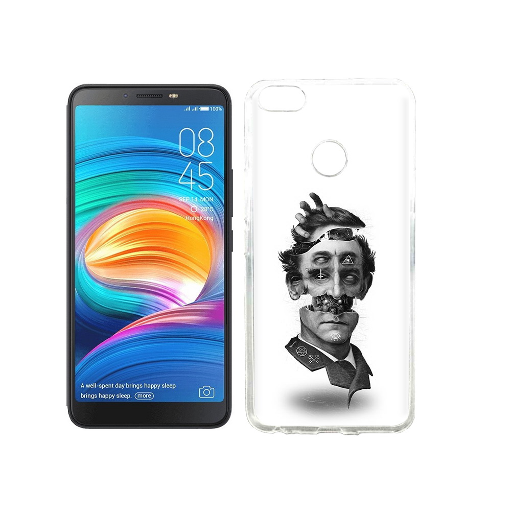 

Чехол MyPads Tocco для Tecno Camon X страшное лицо абстракция, Прозрачный, Tocco