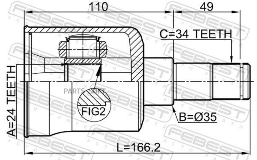 

FEBEST Шрус внутренний левый 24x35x34 FEBEST 2211-CARLH