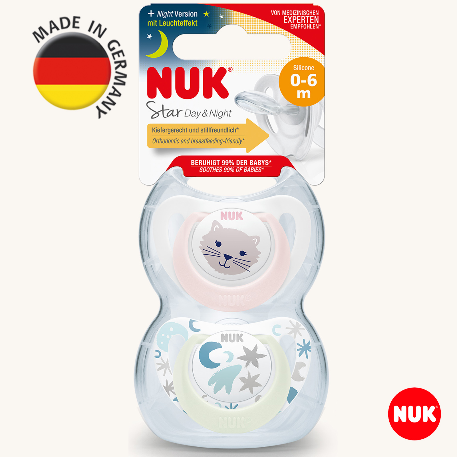 Пустышка NUK STAR 2 шт 1 размер