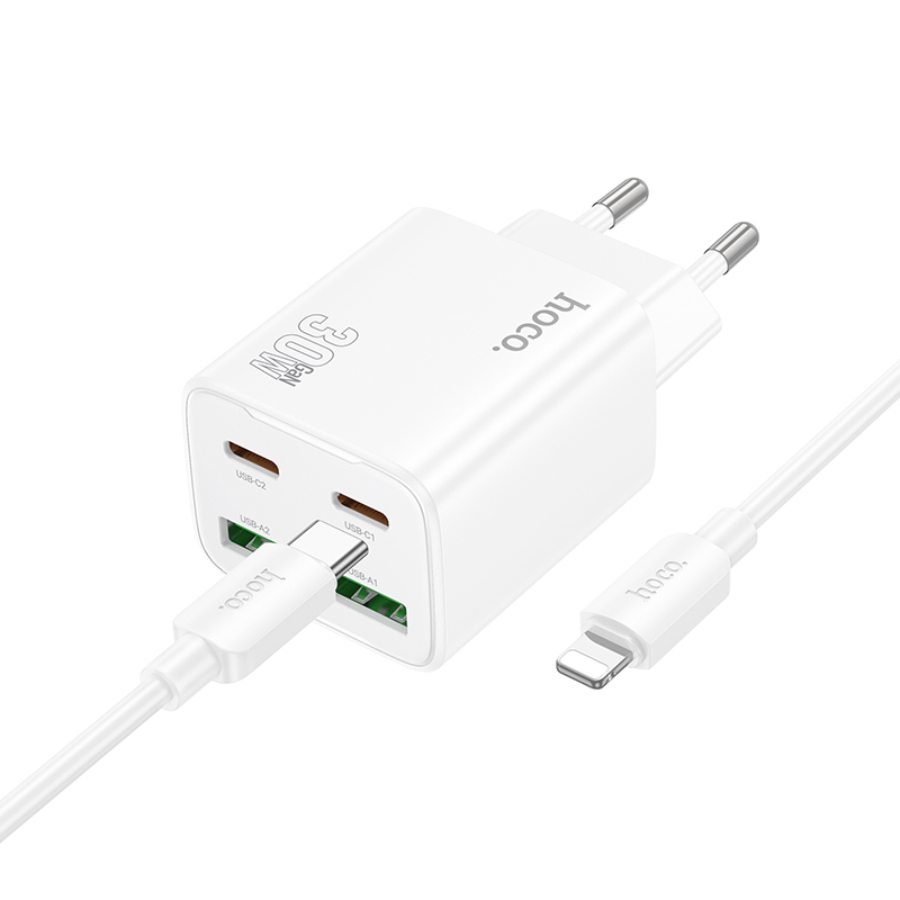 

Сетевое зарядное устройство Hoco N56 lightning - usb type-c 2xUSB Type A; 2xUSB Type-C 3 А, N56