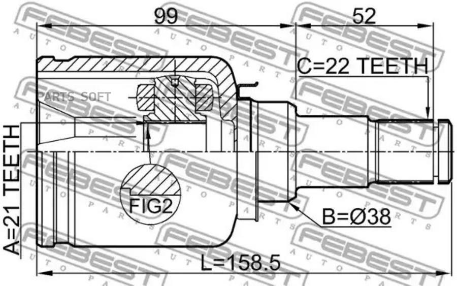 

FEBEST Шрус внутренний левый 21x38x22 FEBEST 2111-FUSATLH
