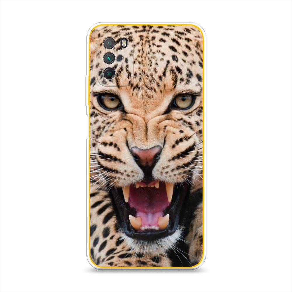 

Чехол на Xiaomi Poco M3 "Леопард 3d", Бежевый;черный, 39550-6