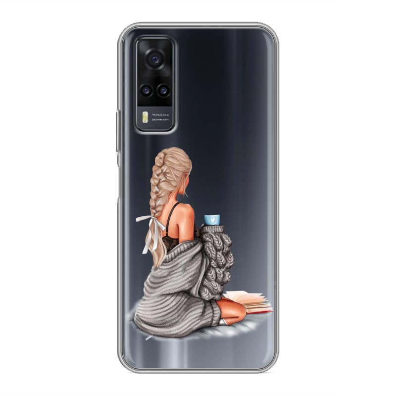 

Полупрозрачный дизайнерский силиконовый чехол для Vivo Y31 / Vivo Y53s Девушка и кофе