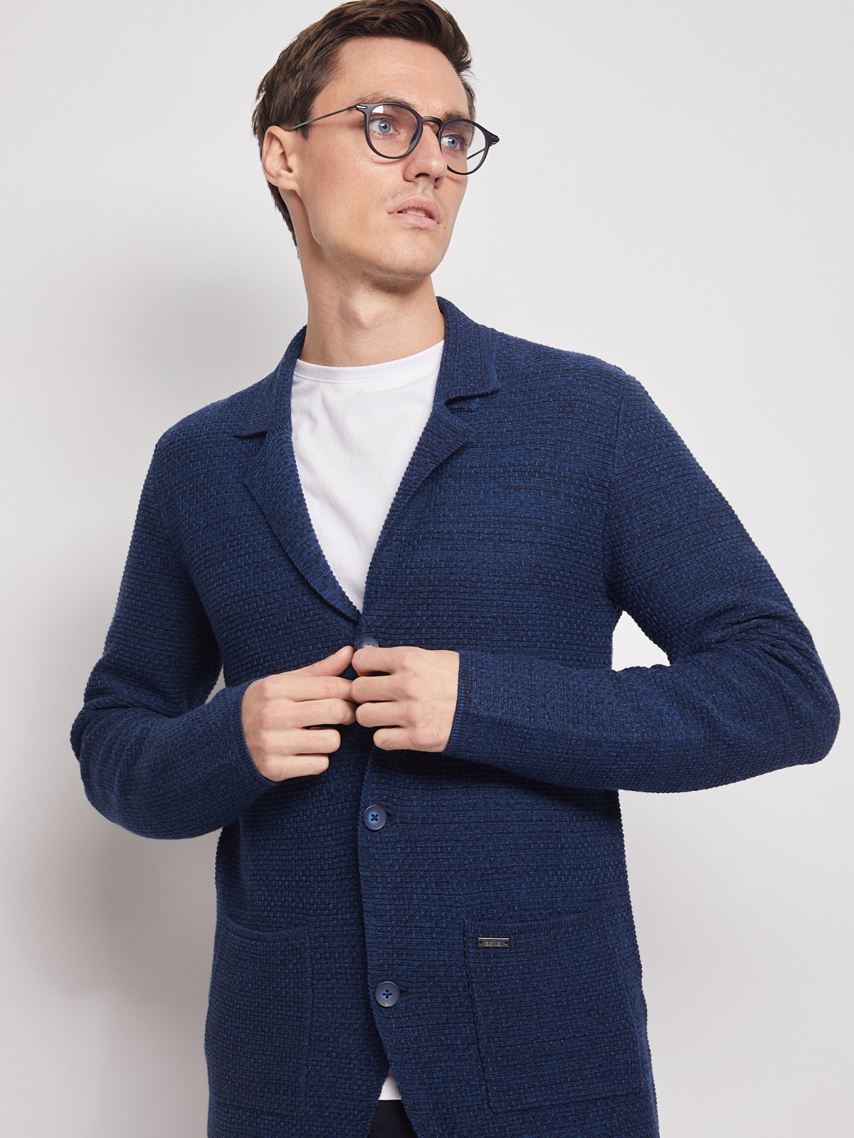 

Кардиган мужской 012116463023 Zolla синий XL, 012116463023