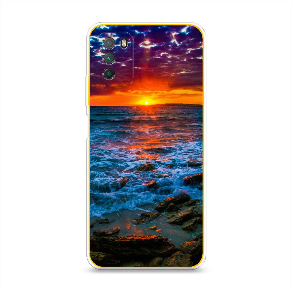 

Чехол на Xiaomi Poco M3 "Закат 1", Оранжевый;синий, 39550-2