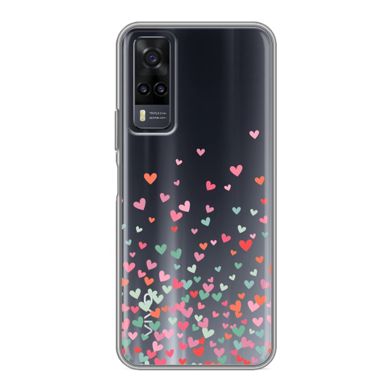 

Полупрозрачный дизайнерский силиконовый чехол для Vivo Y31/Y53s Прозрачные сердечки