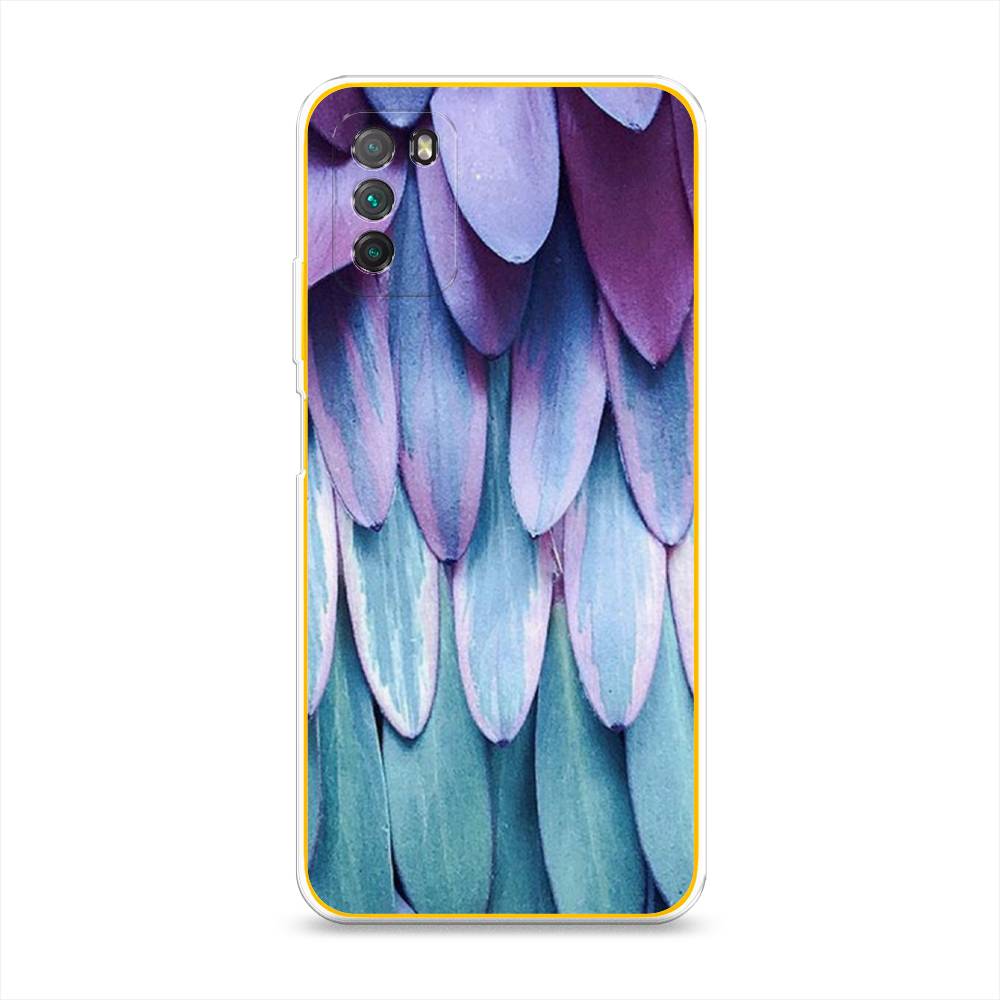 

Чехол на Xiaomi Poco M3 "Синее перо", Фиолетовый;голубой, 39550-3
