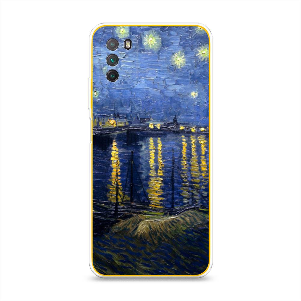 

Чехол на Xiaomi Poco M3 "Звездная ночь над Роной", Синий;желтый, 39550-4