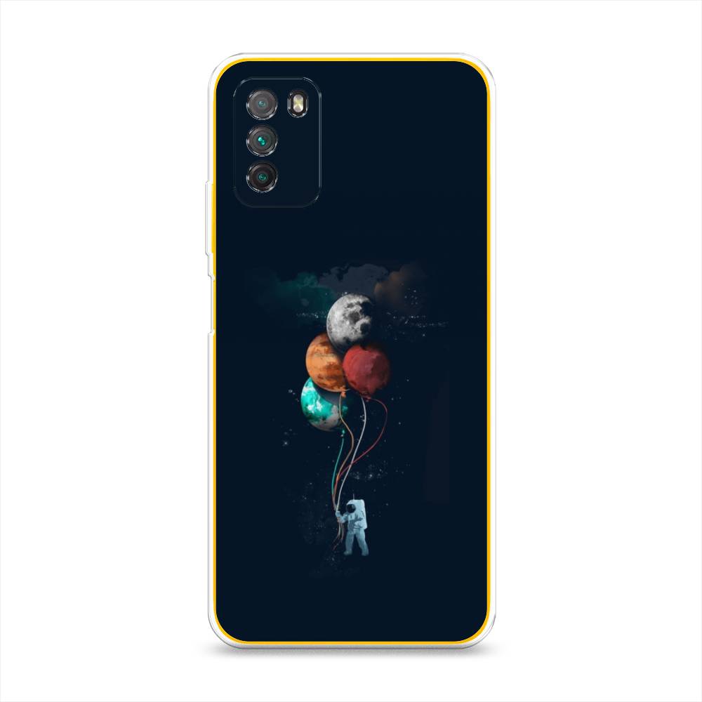 

Чехол на Xiaomi Poco M3 "Космонавт с шариками", Разноцветный, 39550-4