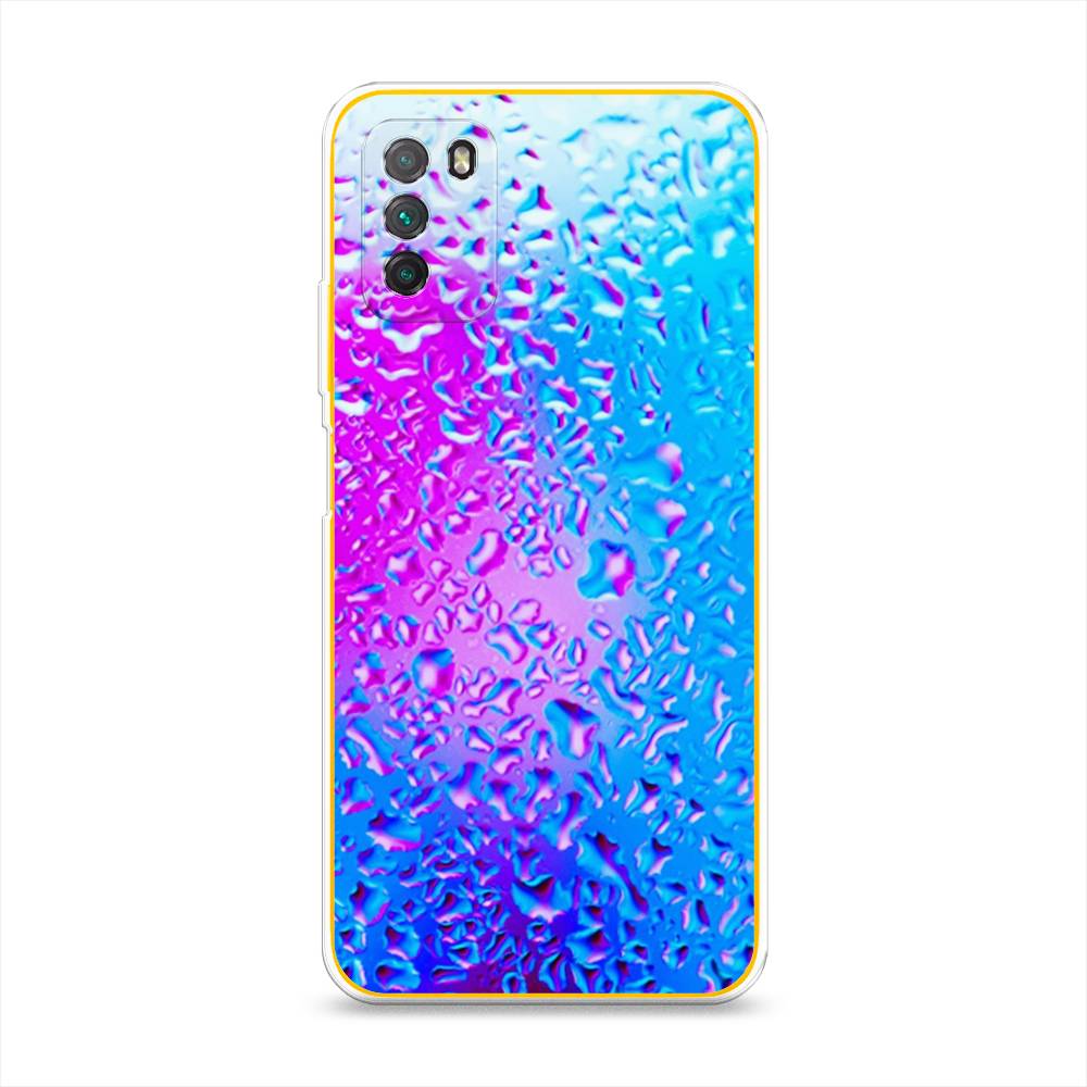 

Чехол на Xiaomi Poco M3 "Капли на стекле", Голубой;розовый, 39550-3