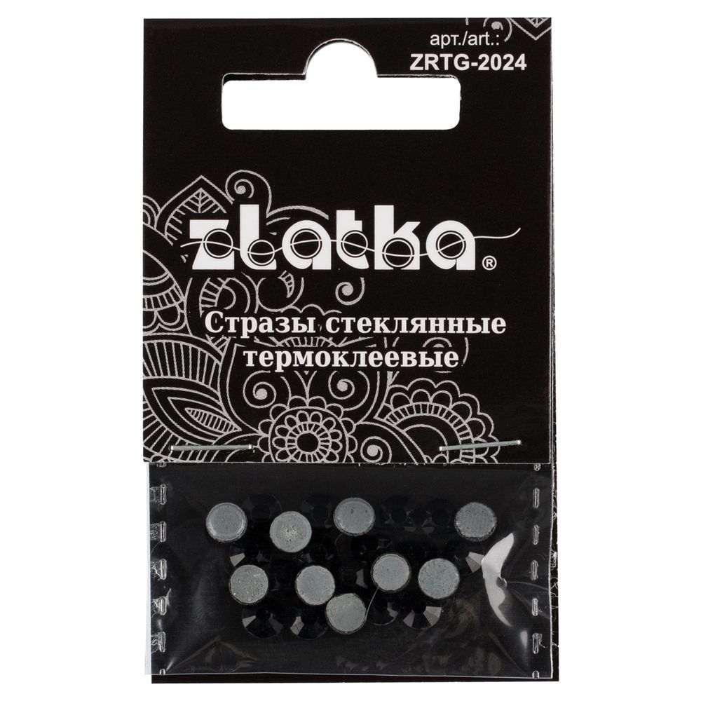 Стразы Zlatka Jet, №03, Черные, термоклеевые, стеклянные, 4,7 мм, 24 шт