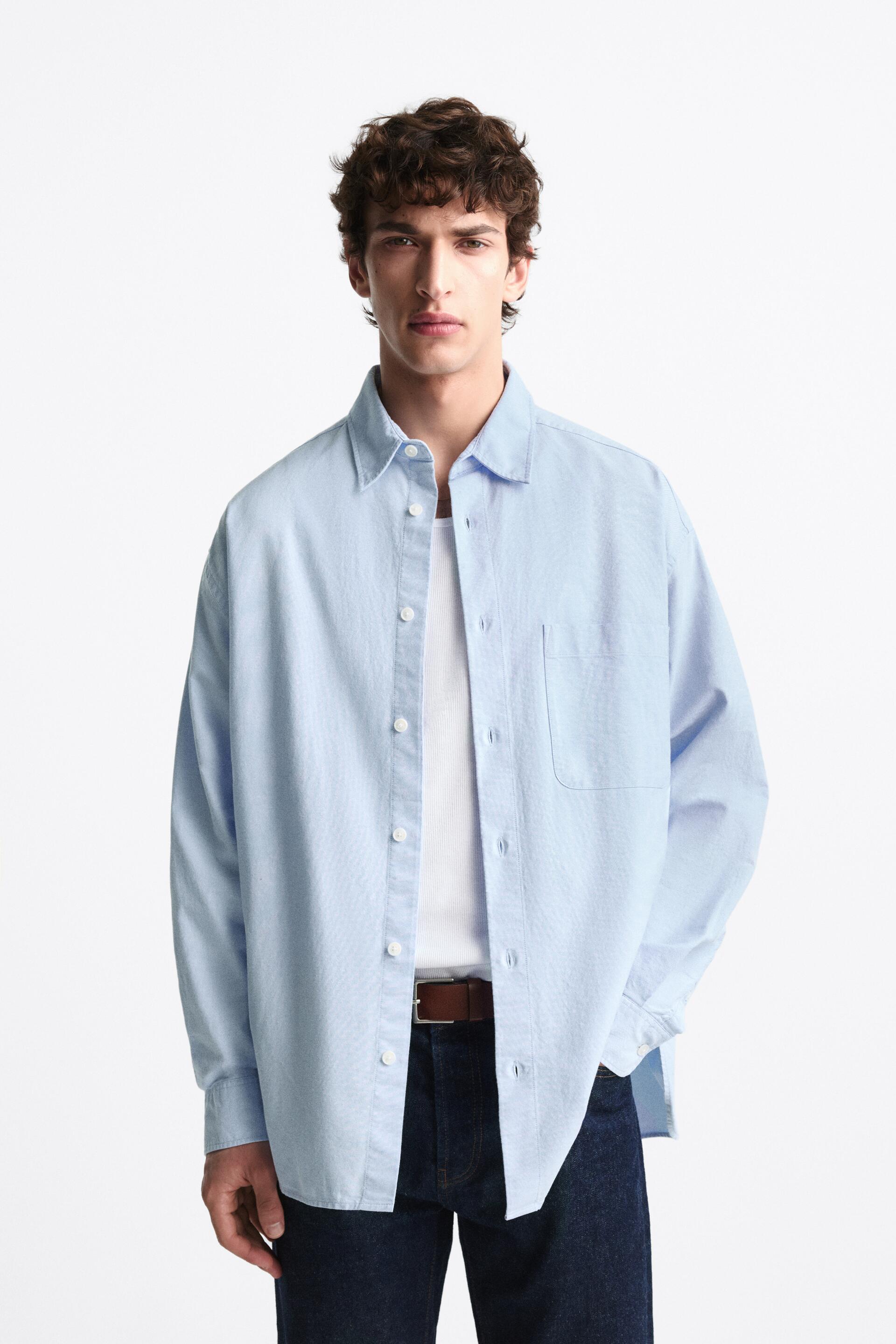 

Рубашка мужская ZARA 07545499 голубая S (доставка из-за рубежа), Голубой, 07545499