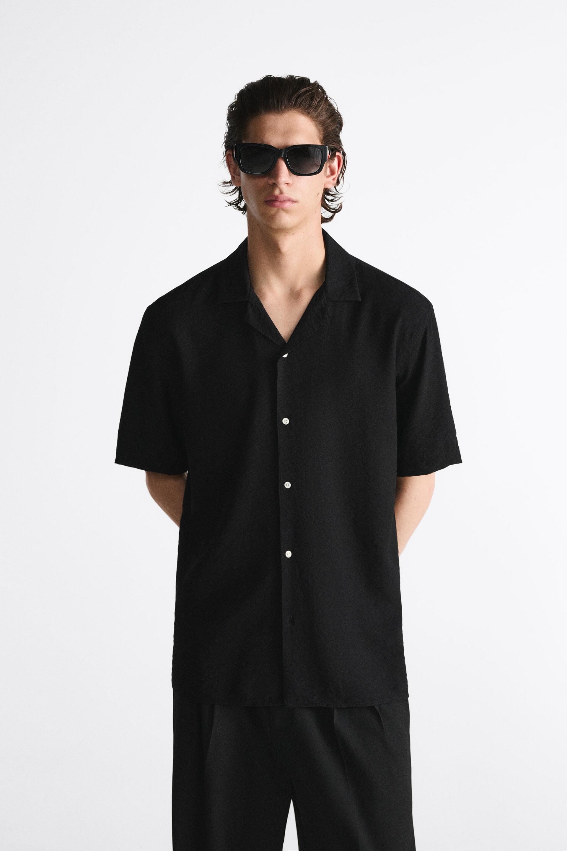 

Рубашка мужская ZARA 07545480 черная M (доставка из-за рубежа), Черный, 07545480