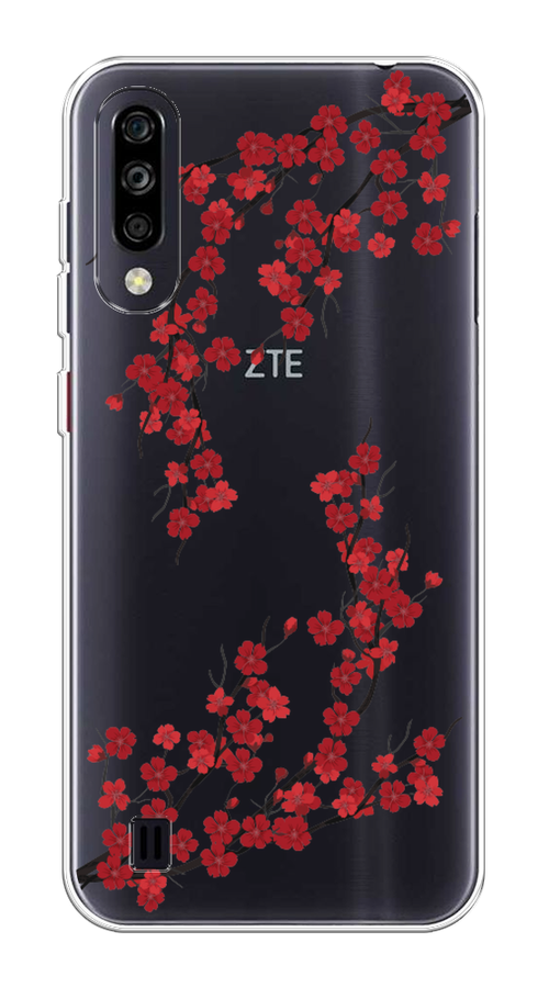 

Чехол на ZTE Blade A7 (2020) "Красная сакура", Красный;черный, 133750-2